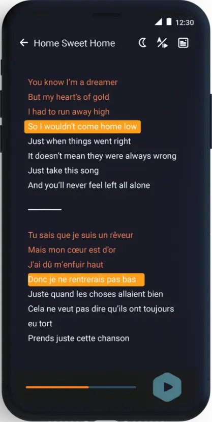 Beelinguapp Language Learning App Dark Mode